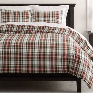 POTTERY BARN- Denver Plaid Duvet Cover + Woody car sheet set size Queen